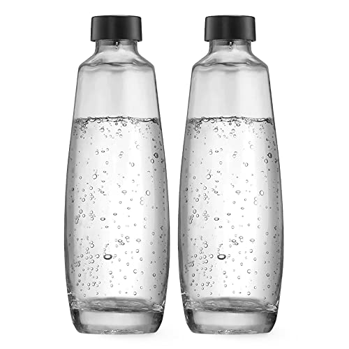 SodaStream Duo Elegante jarra de vidrio para máquina Duo Pink SOLAMENTE. Jarra recargable para bebidas carbonatadas. Aptas para el lavavajillas. Solo compatible con agua con gas Duo, 1L, negro