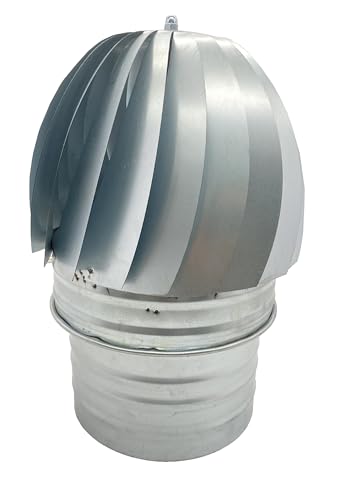 Sombrero Chimenea Extractor de Humo Giratorio de Viento en Acero Galvanizado, capuchón chimenea giratorio para salida de humo (130MM)