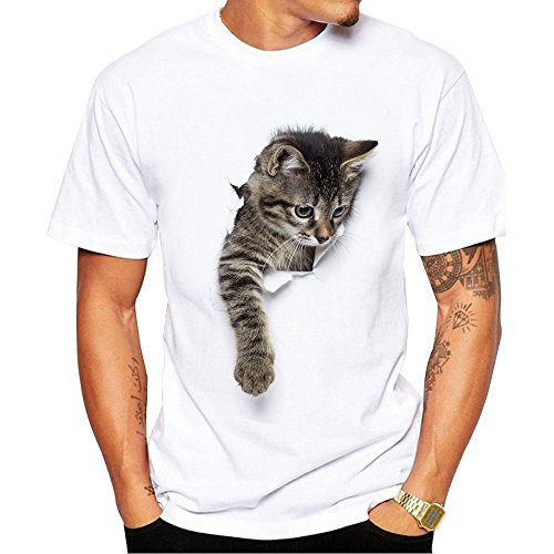 SOMTHRON Los Hombres de Las Señoras Embroma la Camiseta del Gato de la impresión 3D de la Familia con Las Camisetas Superiores Casuales Divertidas del Estampado Gráfico(WH6,2XL)