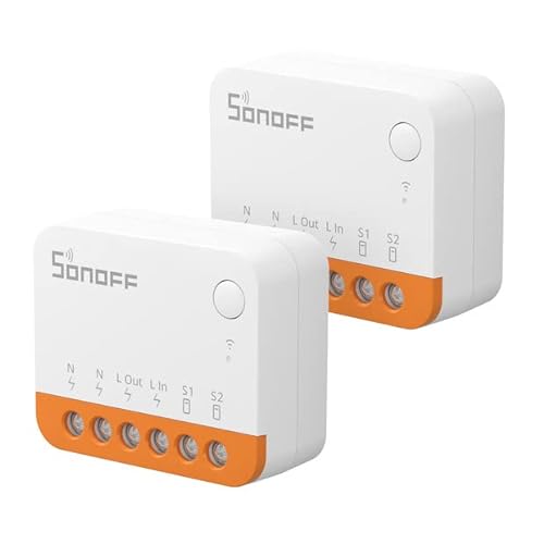 SONOFF Mini Interruptor Inteligente Wifi, Interruptor WiFi Inteligente Bricolaje de 2 Vías,Control APP, control por voz，Funciona con Alexa, Google Certificación TUV 10A 2400W (MINIR4 2pcs)