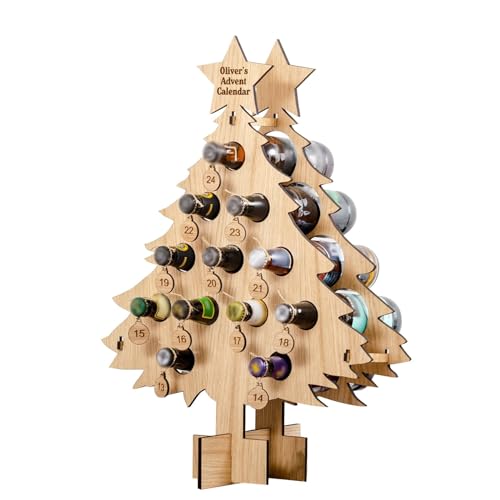 Soporte de madera para árbol de Navidad, calendario de adviento, estante de almacenamiento de vino, decoración del hogar osq238 (B, talla única)