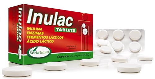 Soria Natural Inulac Tablets - Probióticos y Prebióticos intestinales, Enzimas digestivas - Alivia la pesadez, Favorece la digestión - Ayuda en Estreñimiento, Diarrea, Flatulencias -30 comprimidos