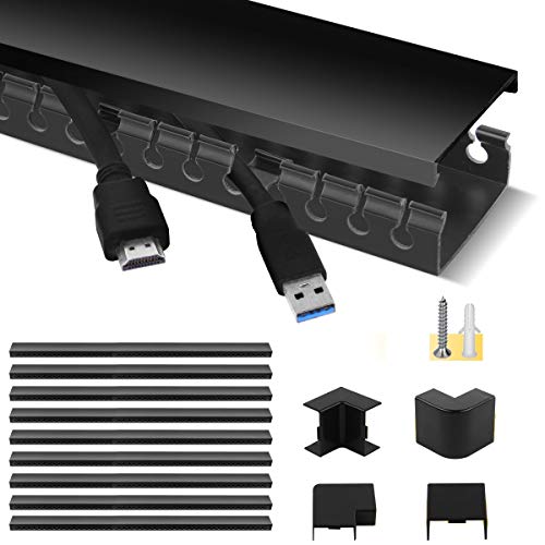 Stageek Canaletas para Cables, Organizador Cables Escritorio, Canaleta Cables Adhesiva, Gestión de Cables Multipack de 9 piezas (9 x 39cm), Negro