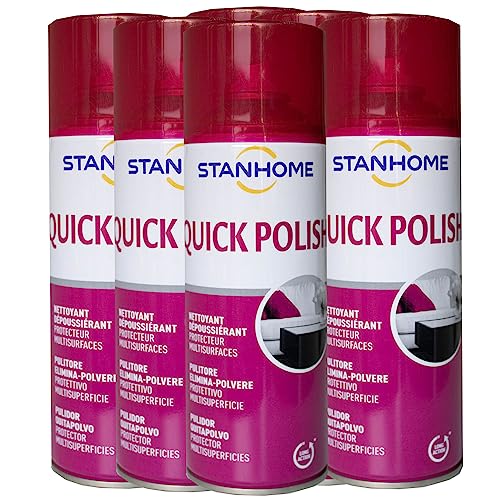 STANHOME Quick Polish Spray Limpiador de Polvo para Muebles - Larga Duración, Efecto Anti-estático, Protección contra Marcas y Huellas, (6x400ml)
