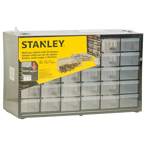 STANLEY 1-93-980, Organizador de 5 niveles de 30 cajones, Marco de polipropileno de alta densidad, Cajones blandos transparentes, Apilable, 36.5 x 15.5 x 22.5 cm