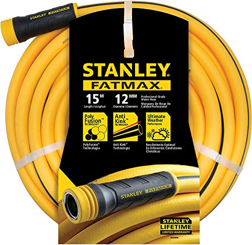 Stanley 12MMX15M Manguera de Grado Profesional FatMax con Conector rápido jardín, Amarillo, 15 Metros