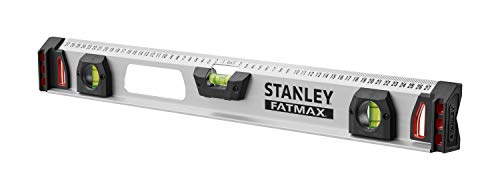 STANLEY FATMAX 1-43-554 - Nivel magnético I-Beam con base magnética 60 cm, Aluminio resistente y ligero, 3 vias, Precisión +/- 0,5 mm, Regla integrada