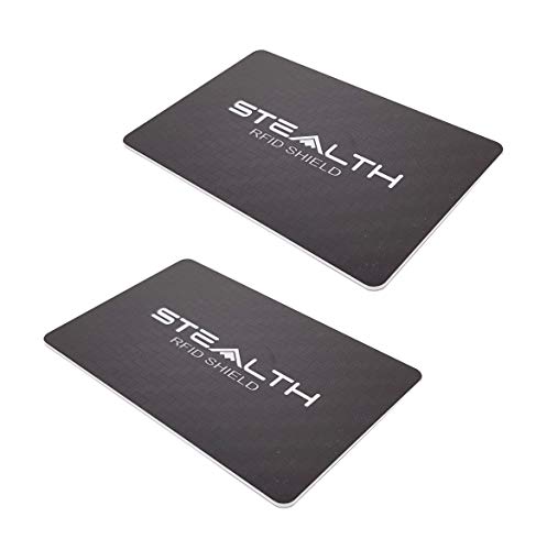 Stealth Shield Tarjeta Bloqueo RFID - Dispositivo de Bloqueador RF/NFC para Protección de Tarjetas Bancarias - Seguridad contra Escaneo Ilegal sin Contacto (Negro - Paquete Doble)