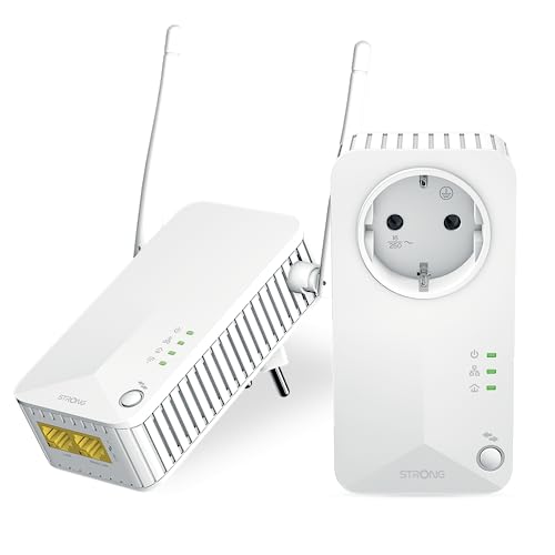 Strong Powerline WiFi (V2) 600-1 CPL600 Mbps y 1 Toma CPL WiFi Filtrada y Puerto Ethernet, Extiende la Red WiFi, Compatible con Internet Box, Ideal para Multi TV, Streaming HD, Listo para Usar