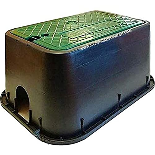 Suinga ARQUETA de RIEGO, negro, 490x350x220 mm. Caja de riego para 3-4 electroválvulas o accesorios. Polietileno de alta resistencia, bordes de gran calidad y roustez.