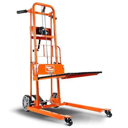 SuperHandy Material Lift Stacker/Compact Pallet Truck 330 libras 40 pulgadas Max Lift w/8 pulgadas Ruedas Neumáticas Ruedas Giratorias