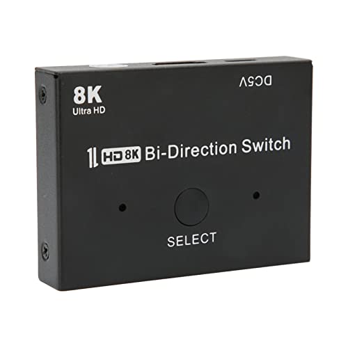 Switch 8k Splitter, 48 Gbps Switch Splitter, 2 en 1 out Aluminio Bidireccional Switcher para PS5, para PS4, Computadoras, Laptops