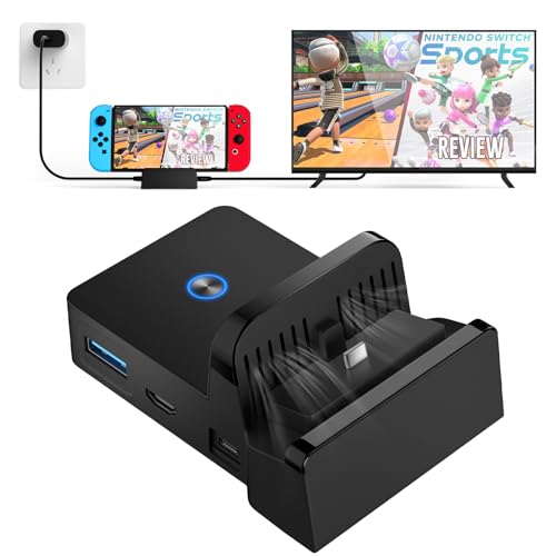 Switch Dock, Bestcool Estación de Acoplamiento portátil Switch TV Mini Switch Base de Carga para N-S/Switch OLED Antideslizante Switch Dock Station Switch Accesorios con HDMI Puerto USB 3.0 Tipo-C