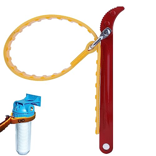 Sylanda Llave de filtro de aceite, llave de cinta de 8 pulgadas, diámetro de 50 – 150 mm, llave con correa de goma, llave tensora para instalación, reparación de generadores de motor (rojo)