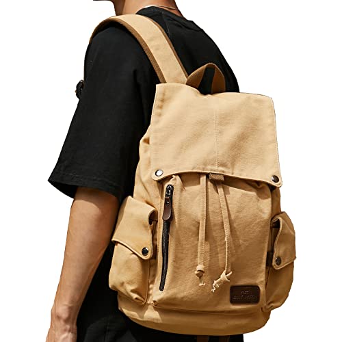 SZLX Mochila vintage de lona para hombres y mujeres, mochila casual para laptop, mochila escolar, mochila universitaria, multiusos, viajes, senderismo, mochila vegana