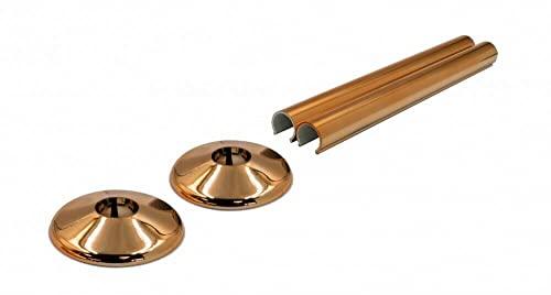 TALON - Juego de 2 cubiertas y collares para tubos de radiador de 15 mm de color oro rosa/cobre