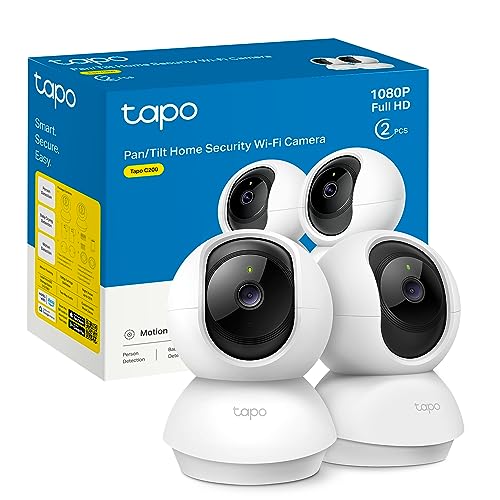 Tapo C200P2 - Cámara IP WiFi 360° Cámara de Vigilancia FHD 1080p,Visión Nocturna, Notificaciones en Tiempo Real, Admite Tarjeta SD,Detección de Movimiento,Control Remoto,Compatible con Alexa