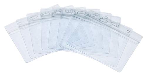 Tarjeta Identificativa,50 PCS Tarjetero Transparentes Impermeable Etiqueta De Identificación Horizontales de Plástico Resistente con Grip Seal para Exposición Asuntos Oficina 100x82mm