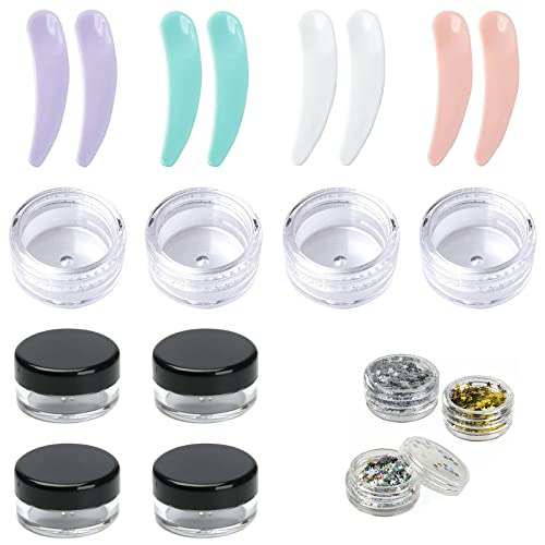 Tarros Plastico,Envase Cosmetica,Tarros Plastico con Tapa,Tarro Cosmetica,Mini Botes Plastico,Bote Redondo Plastico,Envase Cosmetica Viaje,Envases Cosmetica Vacios,con 8 Espátulas,para Viaje