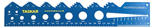 Taskar - Regla de medidor de paso de rosca y diámetro de tornillo (métrico)