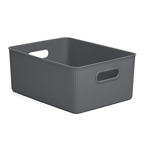 Tatay Caja Organizadora Rectangular Baobab, 15L de Capacidad, de Polipropileno, Libre de BPA, Color Gris Antracita, Medidas 29.4 x 38.5 x 16 cm