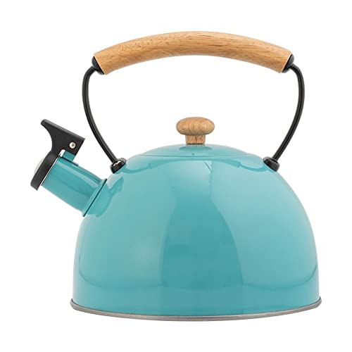 Tea Kettle for Stove Top, Whistling Teakettle, Stainless Whistle Teapot Water Boilers for Stovetops, Wood Pattern Handle, Loud Whistle Tea Pot for Tea, Coffee, Milk