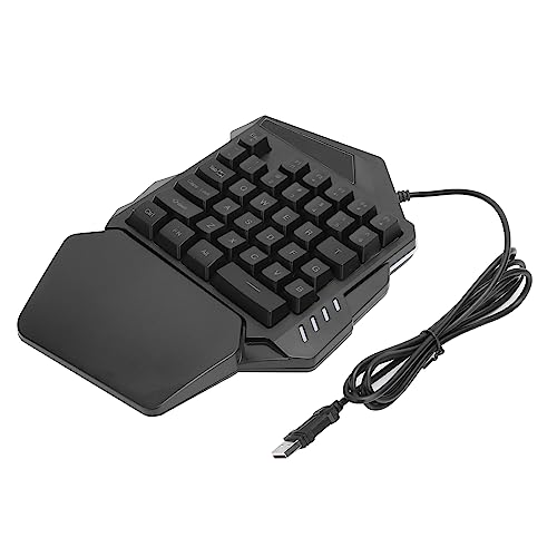 Teclado para juegos con una sola mano, teclado profesional para juegos con retroiluminación RGB con cable USB y 35 teclas Teclado ergonómico para juegos con reposamuñecas para computadora, laptops