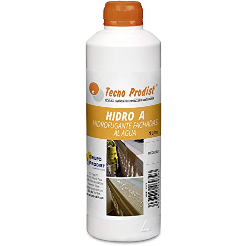 Tecno Prodist HIDRO A (1 Litro) - Impermeabilizante Transparente al agua, Hidrofugante Incoloro para fachada, tejado, pared, muro, teja, ladrillo y piedra. (A Rodillo, brocha o pulverizador)