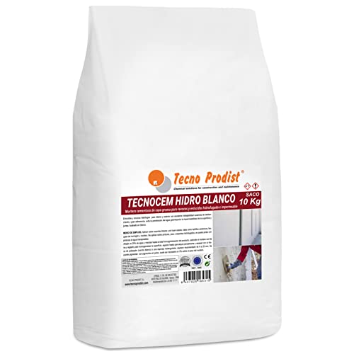TECNOCEM HIDRO de Tecno Prodist (SACO 10 Kg) Mortero cemento de capa gruesa para revocos y enlucidos, hidrofugado e impermeable de color blanco
