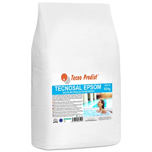 TECNOSAL EPSOM de TECNO PRODIST Sales de Epsom (SACO 10 Kg) Sal de baño, tratamiento corporal 100% natural, terapias flotación, baños de inmersión, piscinas