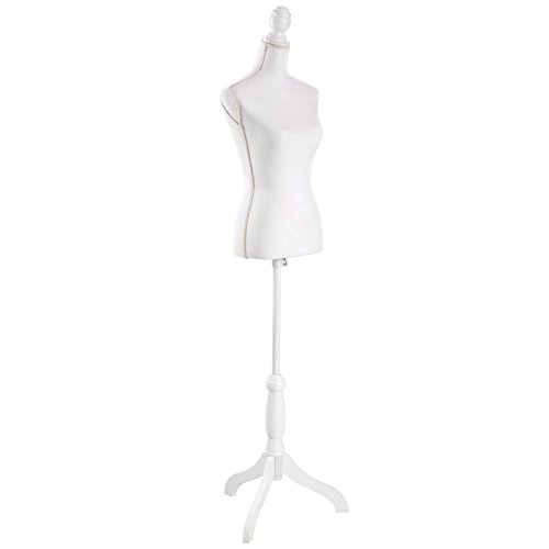 TecTake Maniquí de sastres costureras Torso Femenina | Ajuste en Altura: 133 – 168cm | diversi Colori (Blanco | no. 402566)