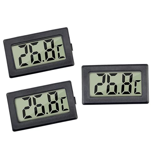 TERMÓMETRO DIGITAL SONDA LCD (Pack de 3 Uds) con sonda externa, para nevera, congelador, acuario, terrario,armarios,Vitrina bar,Interior o Exterior del Hogar, Coche,Invernaderos, etc. Color Negro