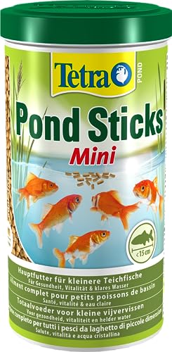Tetra Pond Sticks Mini, Alimento para peces de estanque, para peces sanos y agua clara, lata de 1 L