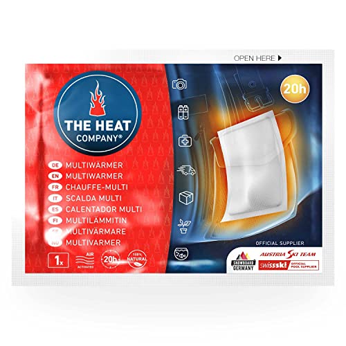 The Heat Company Calentador Multi - 10 Piezas - Extra CÁLIDO - Calentador de Transporte sin Superficie Adhesiva - Calentador Cuerpo - 20 Horas de Calor confiable - Activado por Aire - Puro Natural