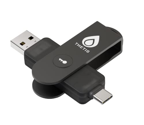 Thetis Llave de Seguridad Pro FIDO2, Llave de Seguridad NFC de autenticación de Dos factores, Puertos USB duales Tipo A y Tipo C para protección multifactorial (HOTP) en Windows/MacOS/Linux, Gmail,