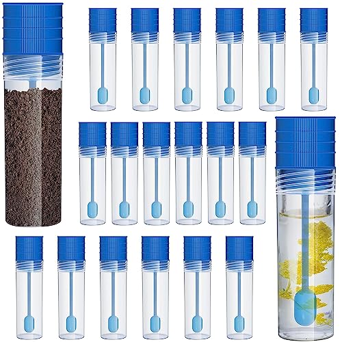 Ticeed 20 PCS Recipiente Muestra Heces, Recipiente Heces para Análisis Recipiente para Heces Médico Contenedor de Heces Vaso de Muestra de Plástico de 15ml con Cuchara Tapa Azul(8,1 * 2,2)