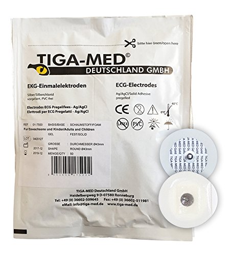 Tiga-Med ECG - Electrodos (100 unidades, 45 mm, gel sólido)