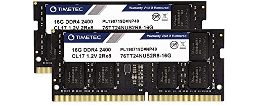 Timetec 32GB Kit (2x16GB) DDR4 2400MHz PC4-19200 Non-ECC Unbuffered 1.2V CL17 2Rx8 Dual Rank 260 Pin SODIMM Laptop Notebook PC Memoria RAM Módulo Actualización (32GB Kit(2x16GB))