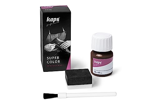 Tinte para Zapatos y Bolsos de Cuero y Textil con Esponja y Brocha, Kaps Super Color, 70 Colores (180 - chocolate)