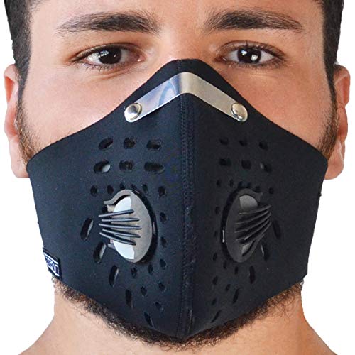 TJ MARVIN - Máscara de neopreno con filtros anticontaminación de carbón activo intercambiables A15, color negro
