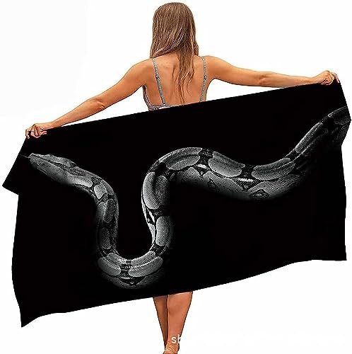 Toalla De Secado Rápido Toalla De Playa Serpiente Gris Animal, Ligera para Toallas De Baño Suaves para Piscina Natación 3D Impreso XXL 200 X 200 Cm, Toalla De Playa Libre De Arena -6X6S