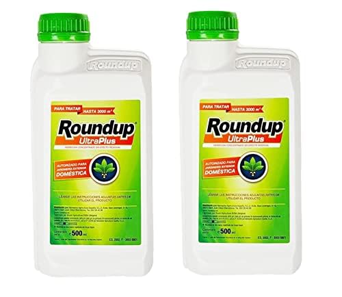 Todo Cultivo herbicida Roundup ultraplus glifosato 36% 1 litro. Pack 2 uds de 500 ml. (60 litros de Agua). Herbicida liquido Concentrado sin Efecto Residual.