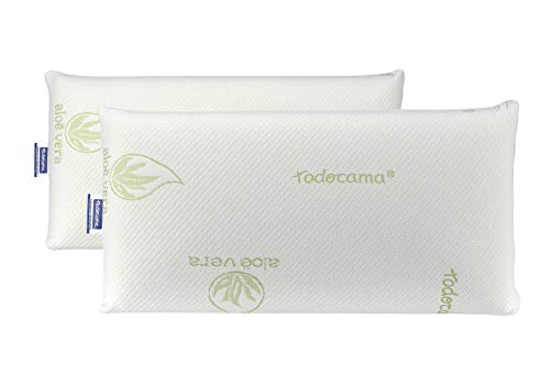 Todocama - Almohada viscoelástica, núcleo Compacto. Doble Funda con Cremallera. Tejido Aloe Vera Plus. Termorregulable adaptabilidad al Cuello. (Pack de 2 Unidades - 70 cm)