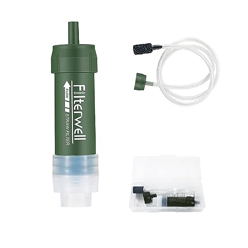 TOOSOAR Filtro de Agua Personal, 4000L Filtro de Agua Camping, Mini Purificador Agua Portatil, Filtración de Agua 0.01 Micron para Excursionismo Campamento Acampada Supervivencia y Emergencias