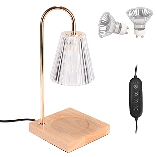 Topchances Lámpara calentadora de velas regulable con 2 bombillas aromáticas para el hogar, oficina, dormitorio, sala de estar, regalo (transparente con temporizador)