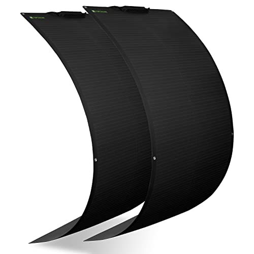 Topsolar Panel solar flexible, 2 piezas de 100 W, 12 V/24 V, monocristalino doblable, 200 W, 12 voltios, semi-flexibles, paneles solares, coche, superficies irregulares