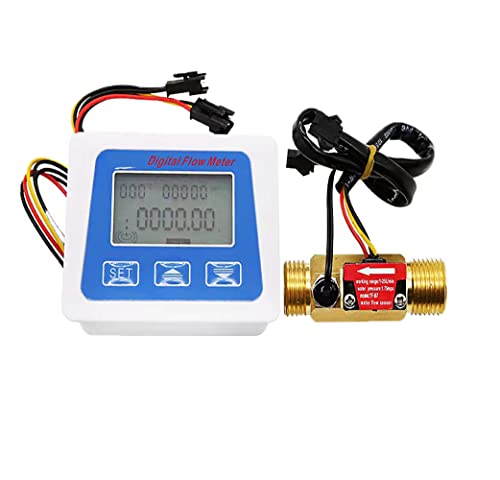 Totalizador de flujo de agua y medidor de caudal con pantalla LCD digital+G1/2 "Sensor de caudalímetro de agua líquida efecto Hall - 1-25L/min
