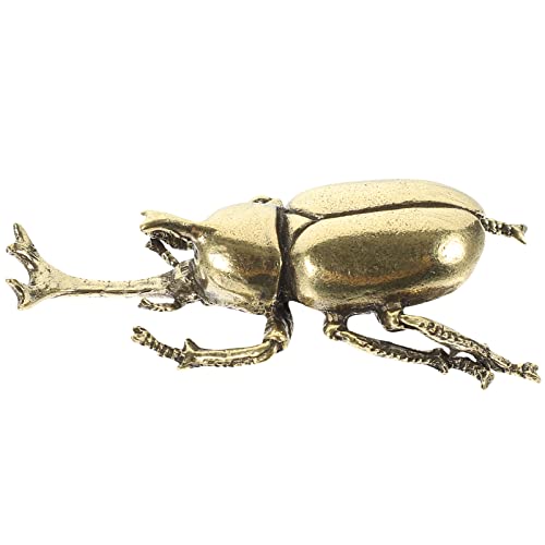 Toyvian Estatua de Escarabajo de Latón Simulación Escultura Escarabajo Modelo De Figuras De Escarabajo Miniaturas Cuerno Artesanía Té Mascota para Hogar Oficina
