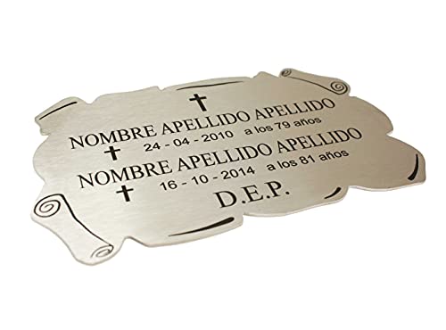 Trofeos Cadenas | Placa Cementerio Acero - Pergamino 20 x 12,5 cm o 24 x 15 cm.