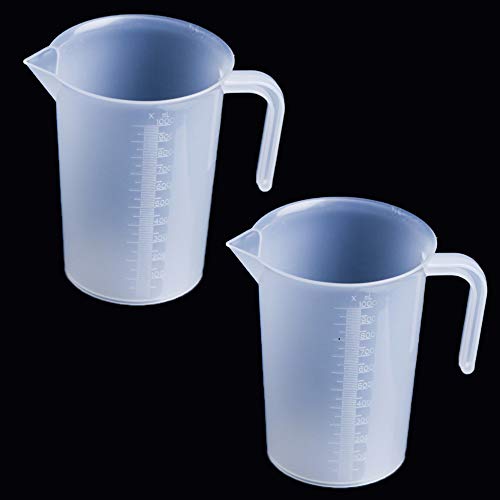 TSKDKIT 2 Jarras Medidoras Plastico 1l vasos medidores grandes 1000 ml vasos medidores de plástico 1 l jarros graduados para cocinar agua fría, té, zumo, cerveza y leche
